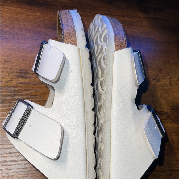 Birkenstock White Two Strap Sandals Size 39 made in Germany women’s size 8 - Picture 11 of 12